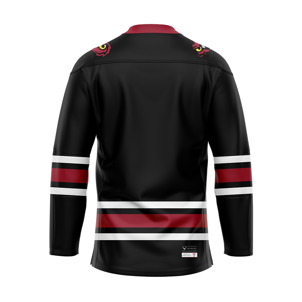 Temple Ice Hockey Black Replica Sublimated Jersey