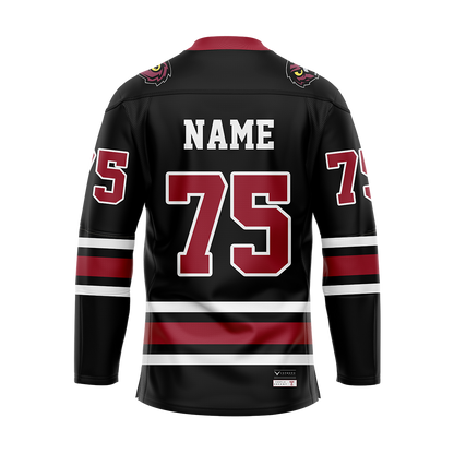 Custom Temple Ice Hockey Black Replica Sublimated Jersey