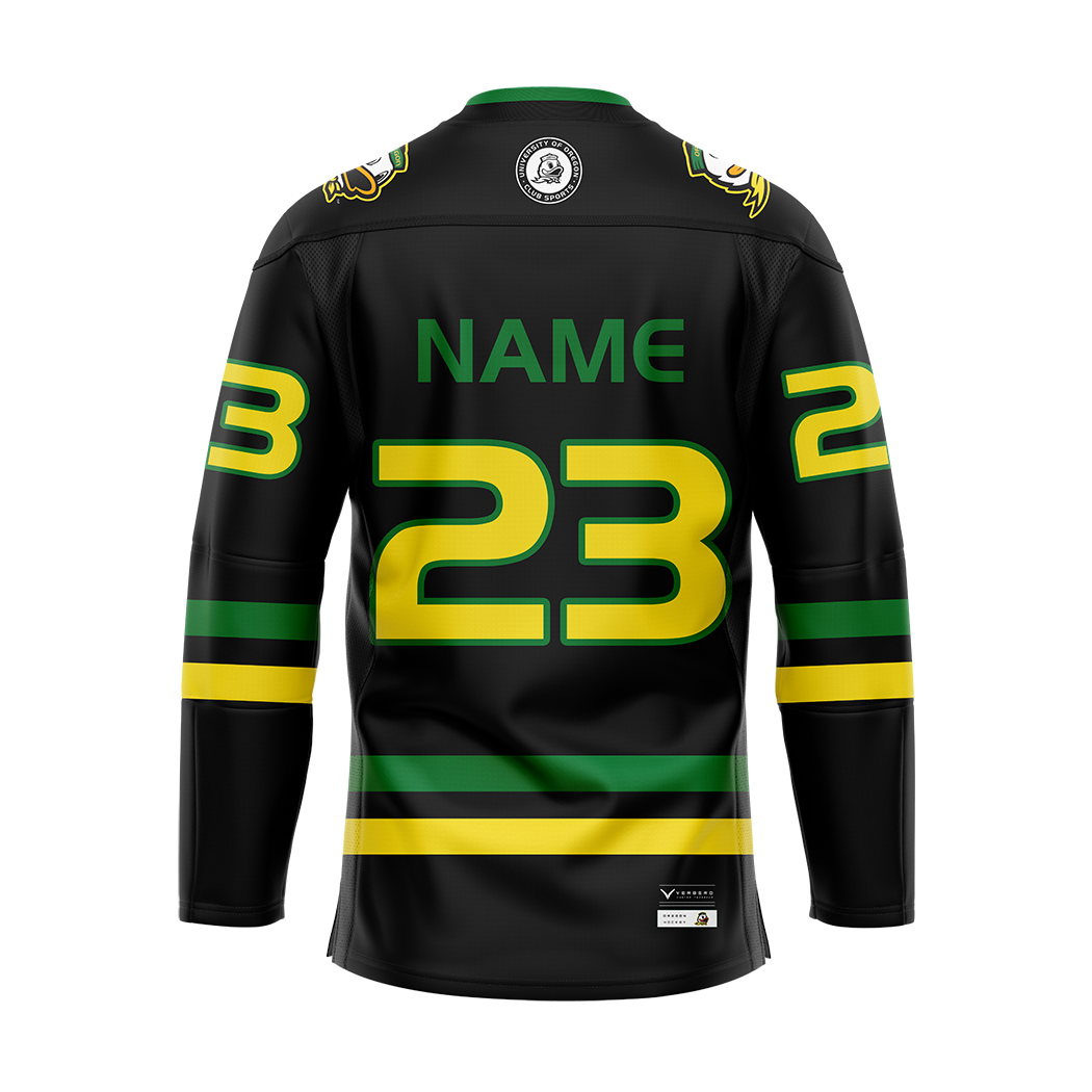 Oregon Black Custom Authentic Sublimated With Twill Jersey