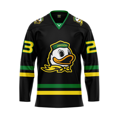 Oregon Black Custom Authentic Sublimated With Twill Jersey