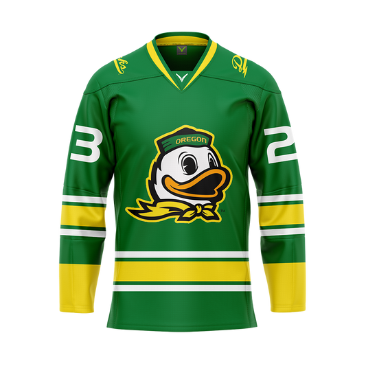 Oregon Green Custom Authentic Sublimated With Twill Jersey