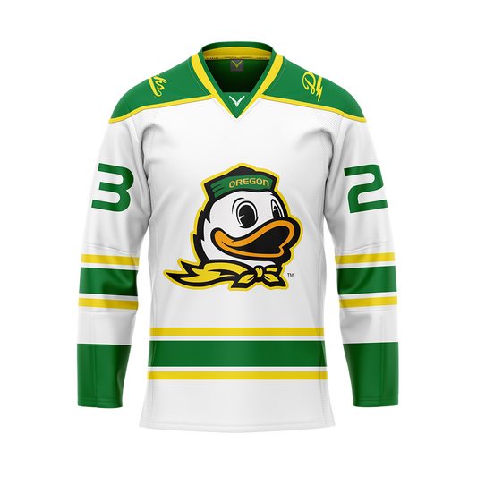 Oregon White Custom Authentic Sublimated With Twill Jersey