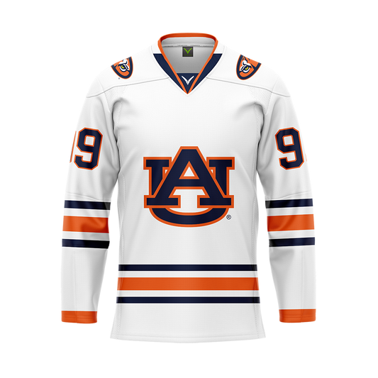 Auburn White Custom Sublimated With Twill Authentic Replica Jersey