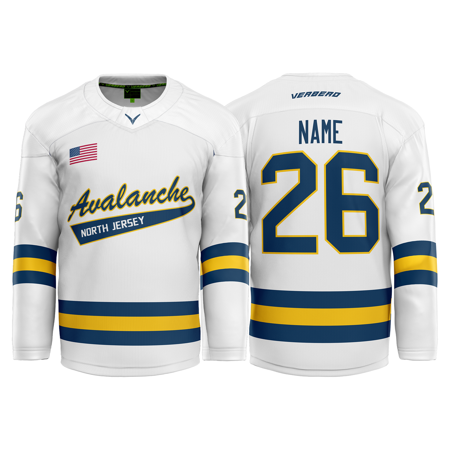 2016AAA North Jersey Avalanche Custom White Tackle Twill Jersey V2