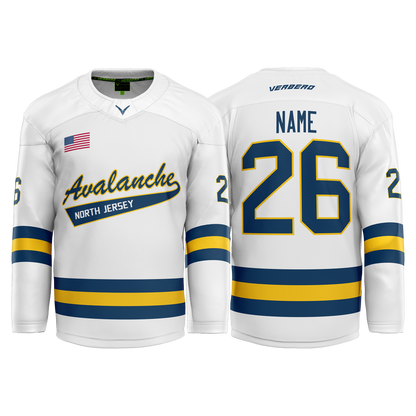 2016AAA North Jersey Avalanche Custom White Tackle Twill Jersey V2