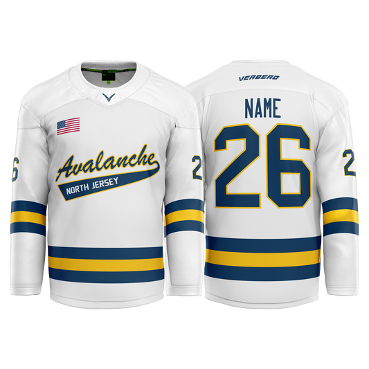 2016AAA North Jersey Avalanche Custom White Tackle Twill Jersey V2