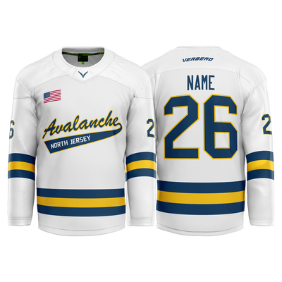 2016AAA North Jersey Avalanche Custom White Tackle Twill Jersey V2