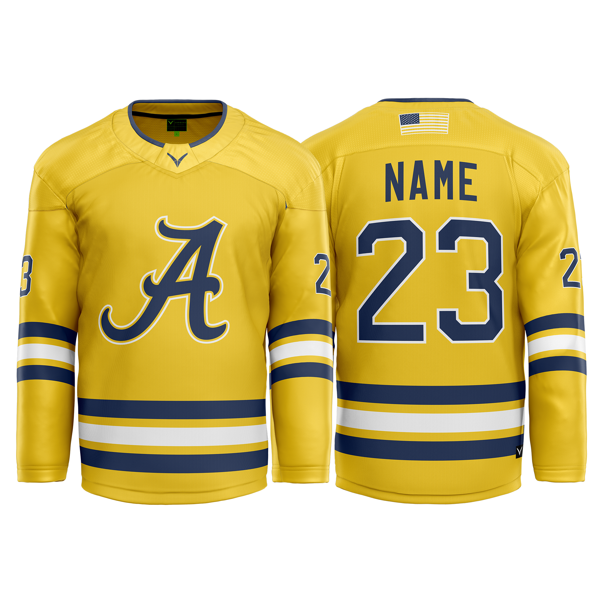 2016AAA North Jersey Avalanche Custom Yellow Hybrid Jersey V1