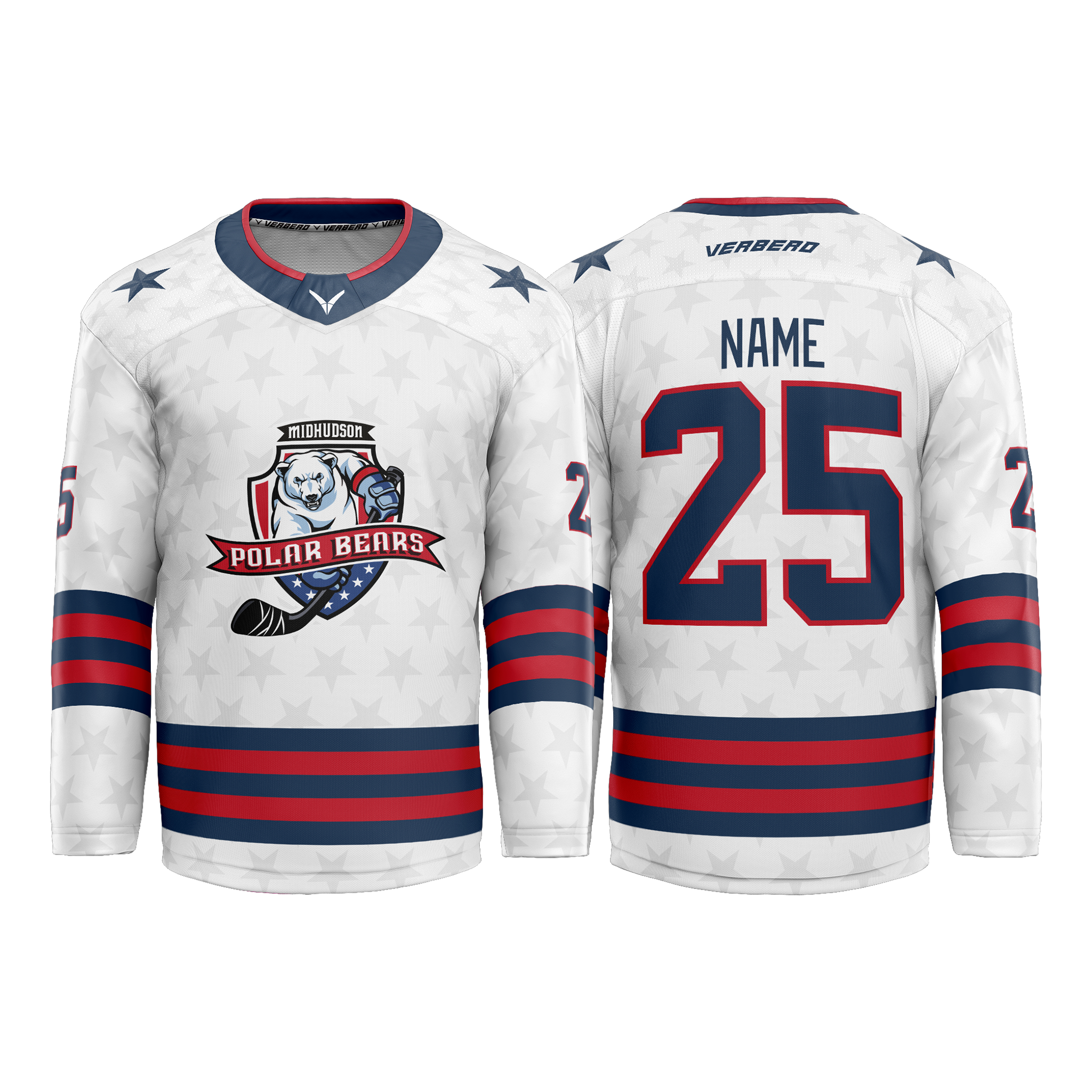 Mid Hudson Polar Bears Custom Sublimated White Jersey